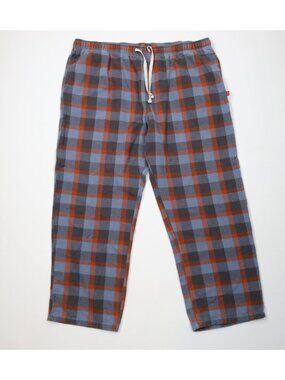 Vtg Woolrich Mens XL Faded Checkered Herringbone Flannel Wide Leg Pants Pajamas
